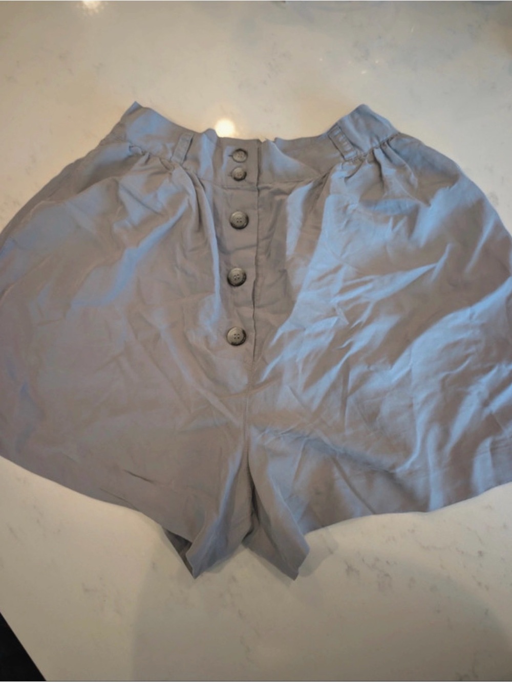 Kimchi Blue High-Waist Button-Front Light Gray Shorts
